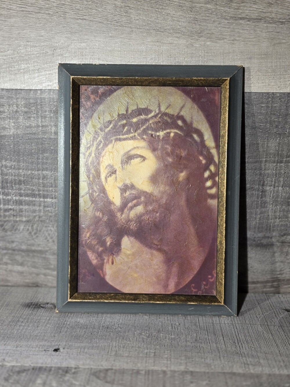 c1900s Ecce Oil Painting Jesus Crown of Thorns Crucifixion Religious Art b267